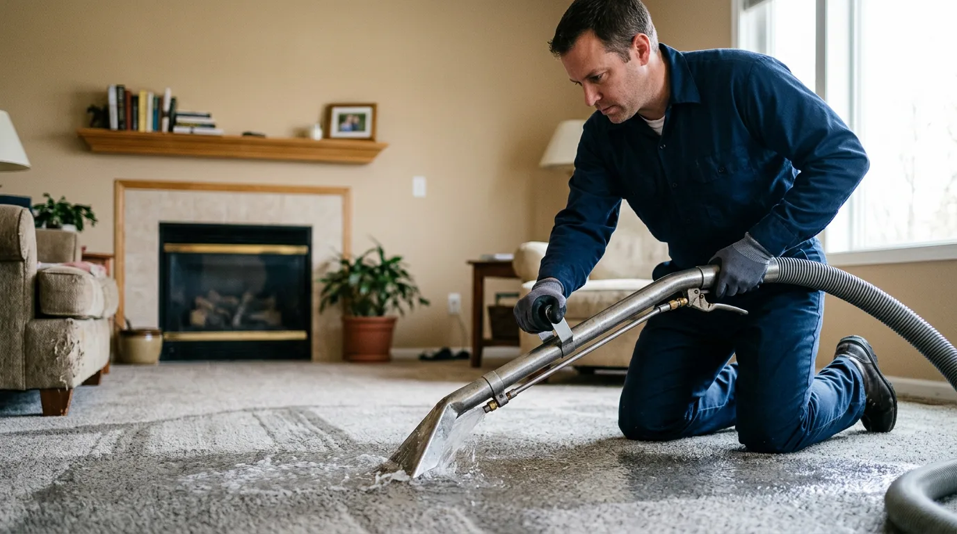 Water damage restoration technician working near Greenfield, CA